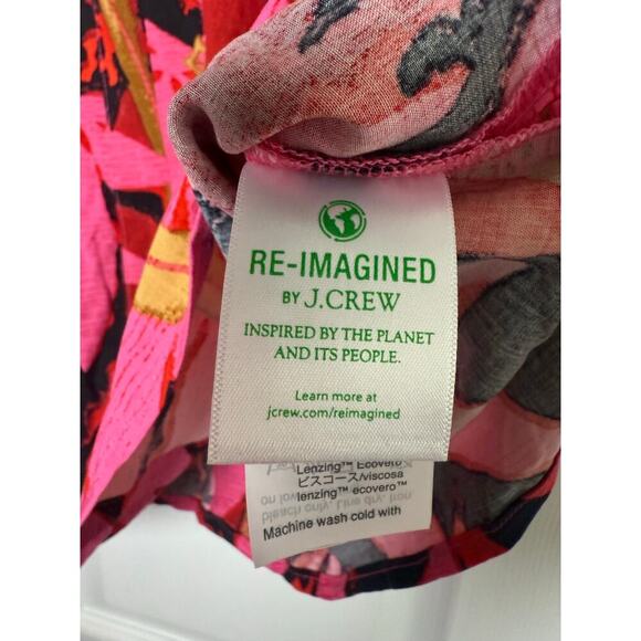 J.Crew Bruna Tie Shoulder Sleeveless V Neck Tropical Top Size Small - Picture 4 of 7